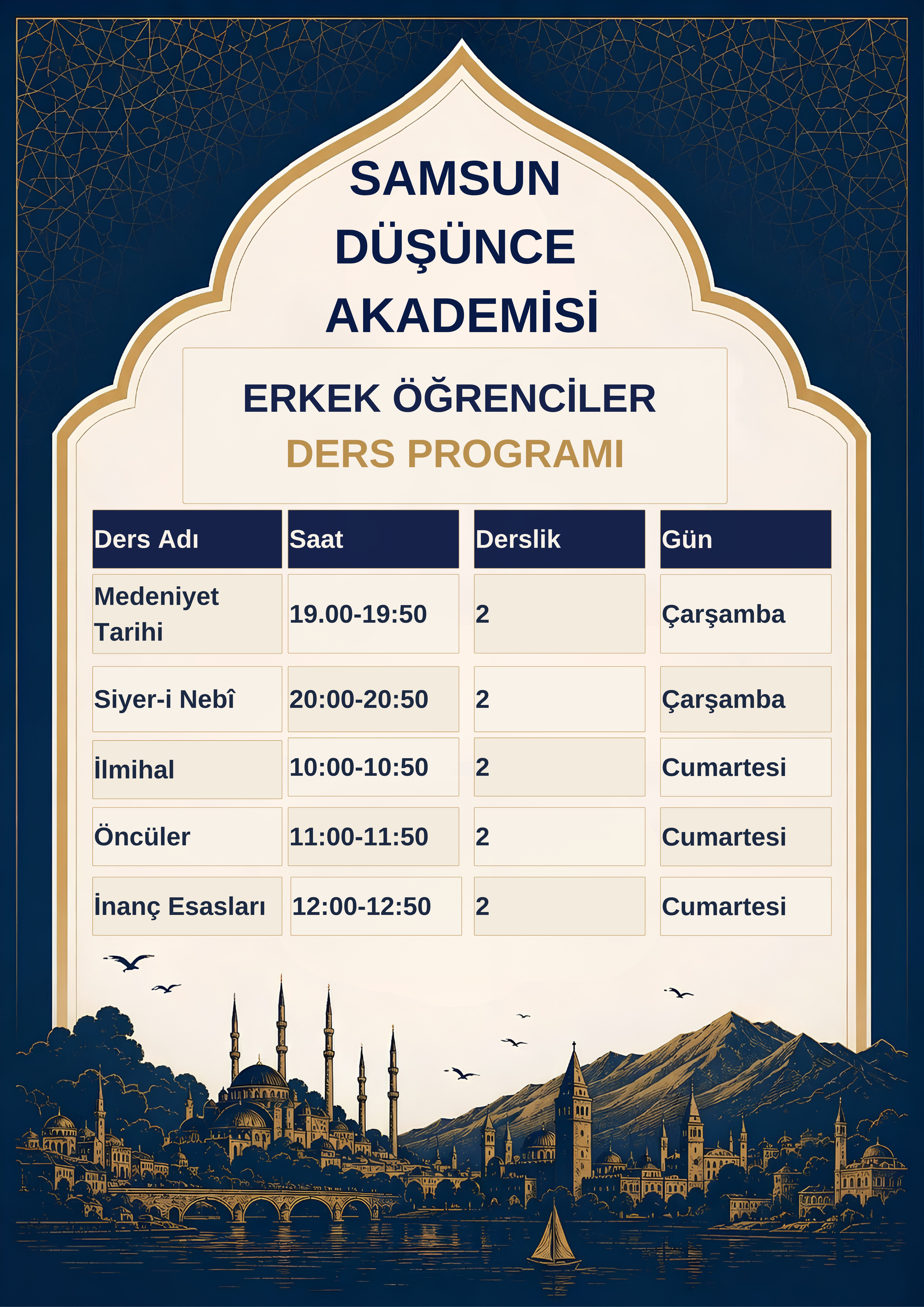 Erkek Öğrenciler Ders Programı